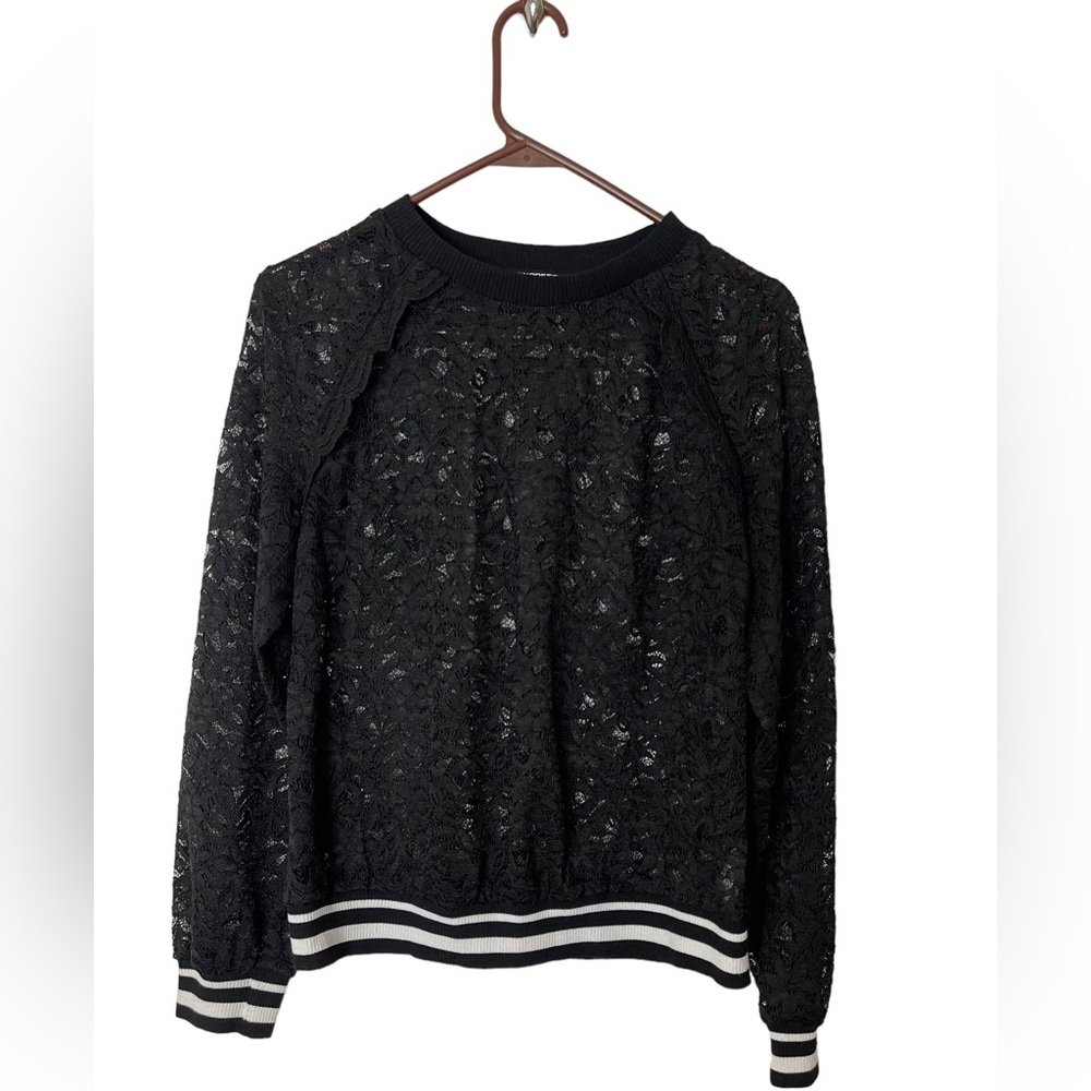 EXPRESS Lace Long Sleeves Black Sweatshirt  Pullover Size Small